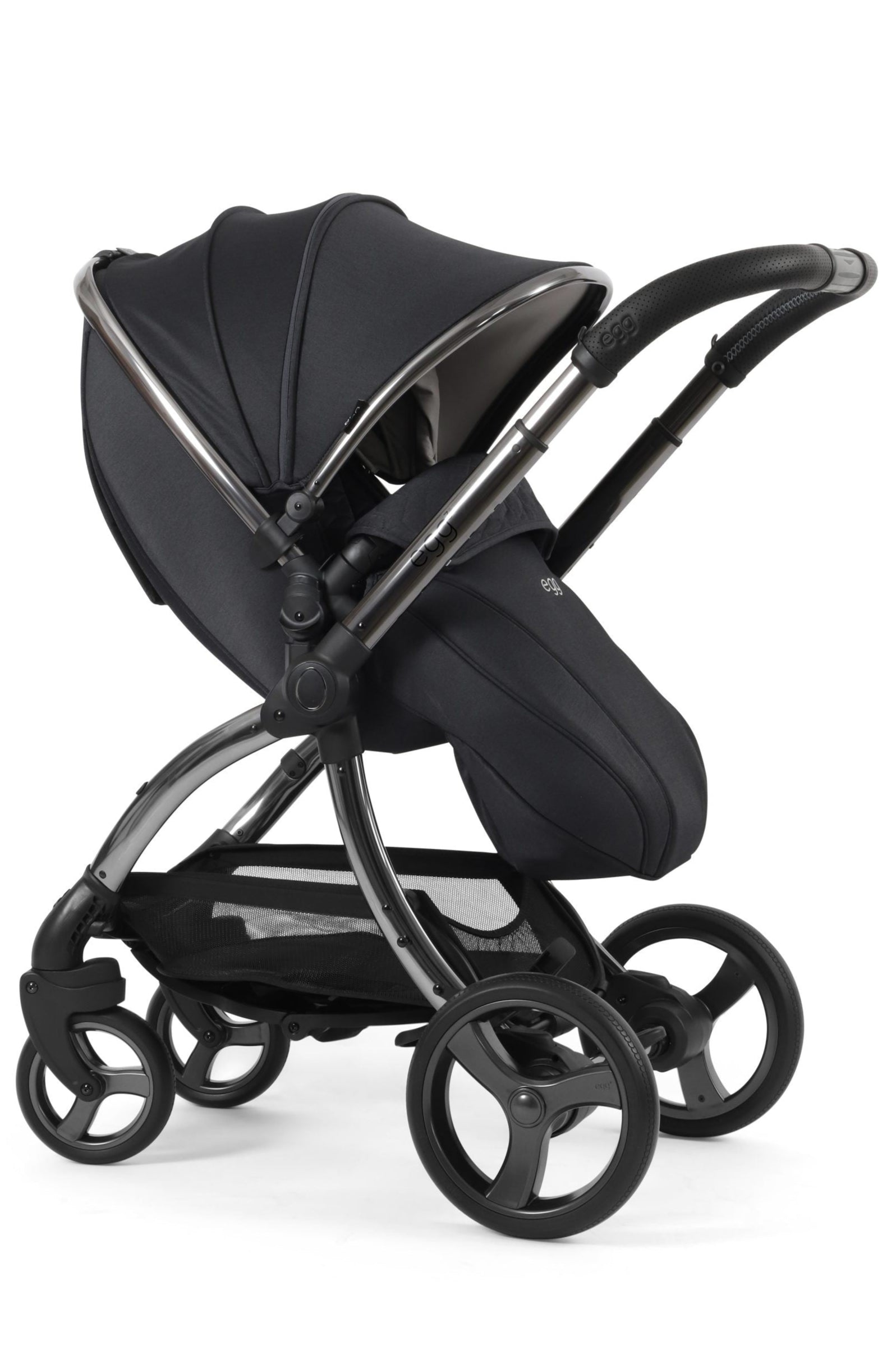 Egg Pram Black Leather Egg Stroller Including Carrycot (Espresso) From