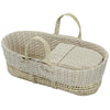 Cuddles Beige Cable Knit Moses Basket with folding Stand and Blanket