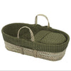 Cuddles Green Cable Knit Moses Basket with folding Stand and Blanket