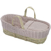 Cuddles Pink Cable Knit Moses Basket with folding Stand and Blanket