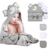 Momcozy Baby Hooded Towel Includes 2 x Hooded towels and 6 cloths Grey/white