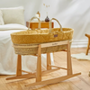 Little Green Sheep - Moses Basket and Rocking Stand Bundle - Printed Honey Rice