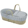 Cuddles Grey Cable Knit Moses Basket with Folding Stand and Blanket